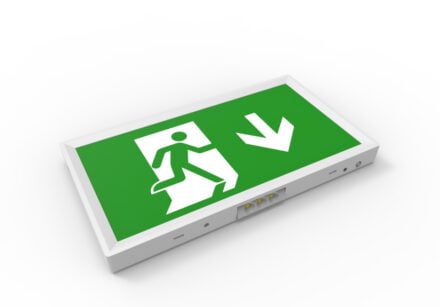 Flat emergency exit White arrow down